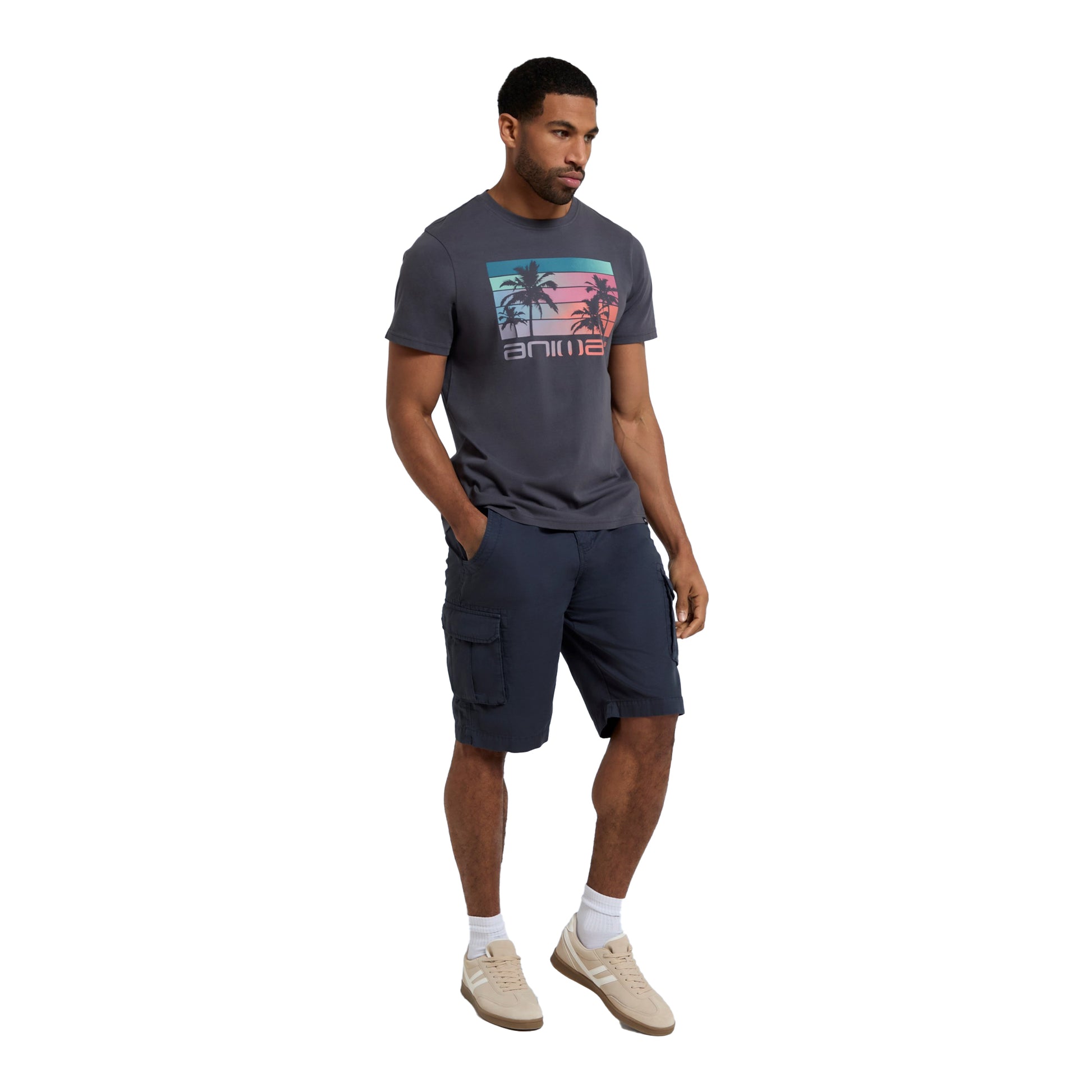 Navy - Pack Shot - Animal Mens Haze Organic Cargo Shorts