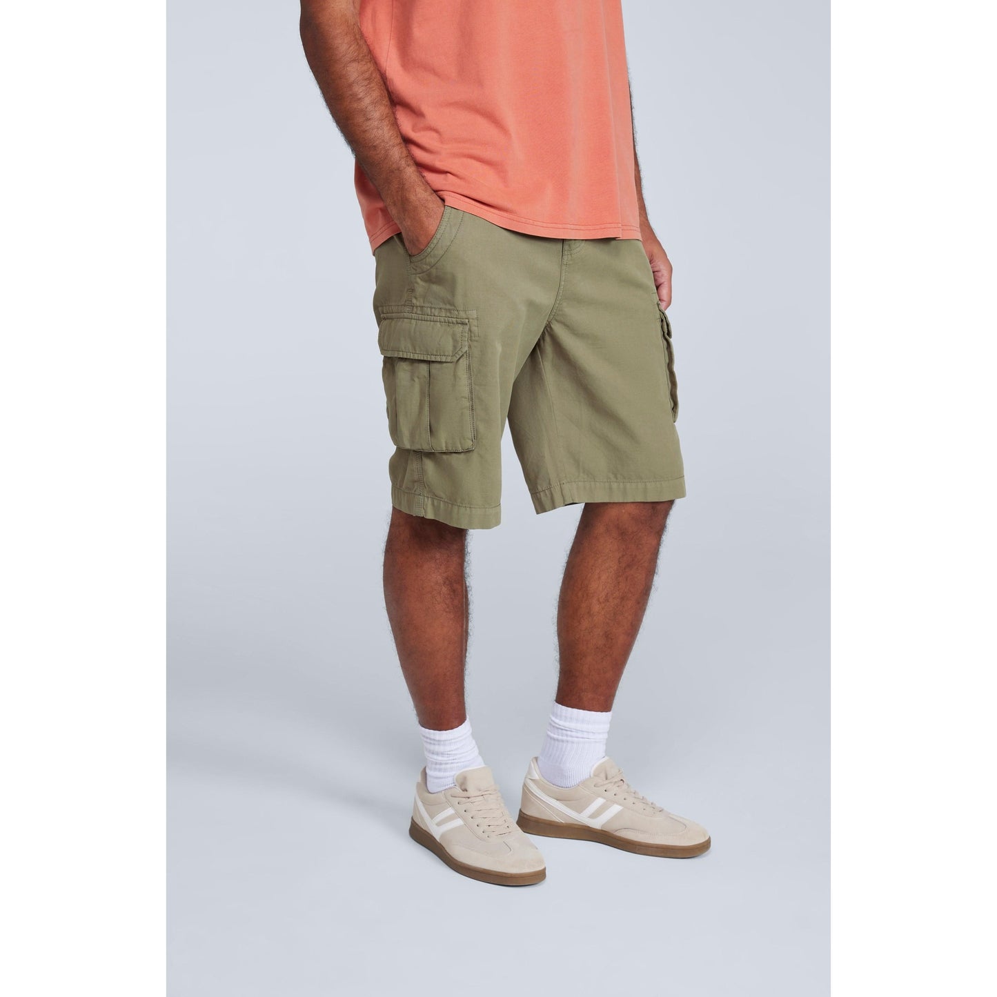 Khaki Green - Front - Animal Mens Haze Organic Cargo Shorts