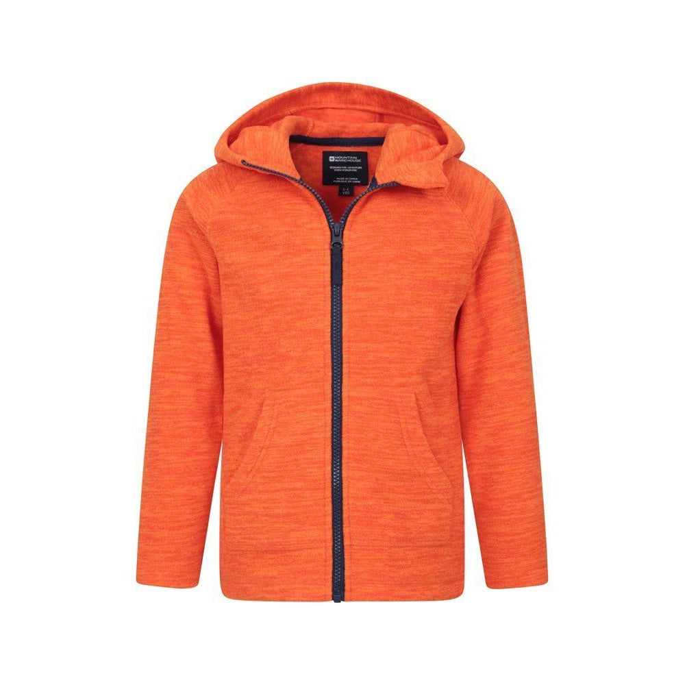 Orange - Pack Shot - Mountain Warehouse Childrens-Kids Snowdonia Microfleece Full Zip Hoodie