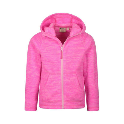 Bright Pink - Pack Shot - Mountain Warehouse Childrens-Kids Snowdonia Microfleece Full Zip Hoodie