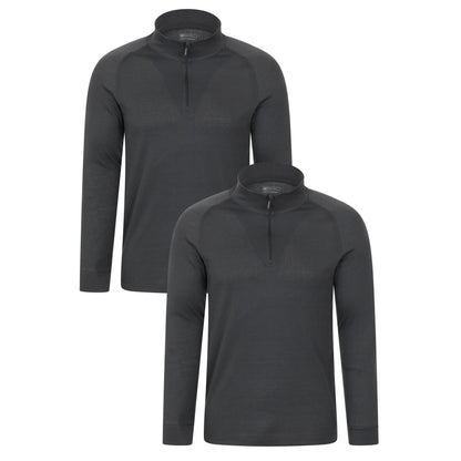 Charcoal - Front - Mountain Warehouse Mens Talus Base Layer Top (Pack of 2)
