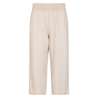 Beige - Front - Mountain Warehouse Womens-Ladies Skye Linen Blend Capri