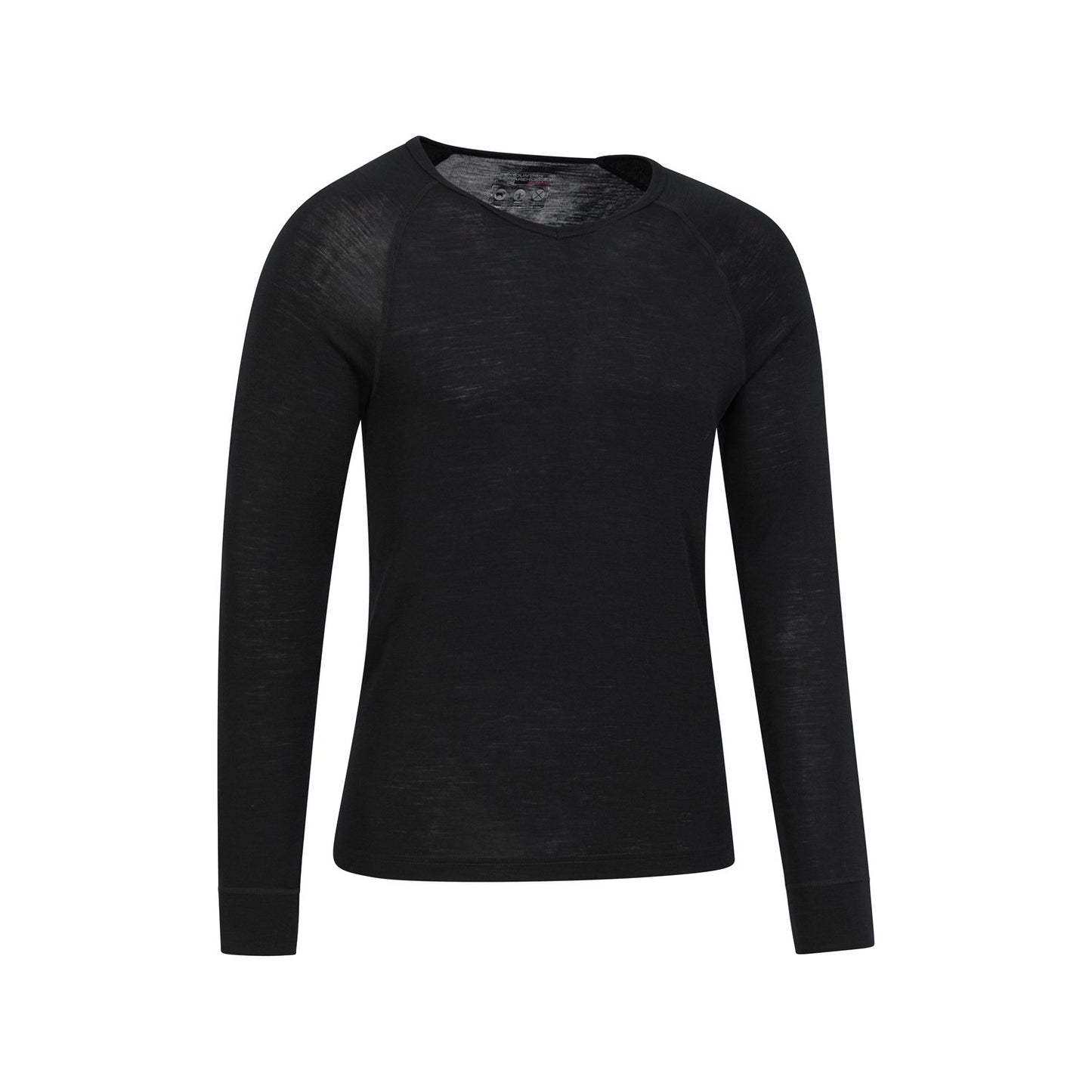 Black - Back - Mountain Warehouse Mens Merino Wool V Neck Base Layer Top
