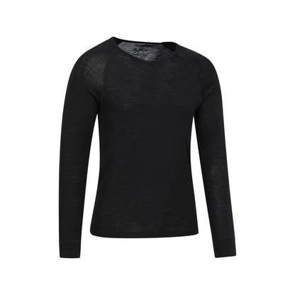 Black - Back - Mountain Warehouse Mens Merino Wool V Neck Base Layer Top