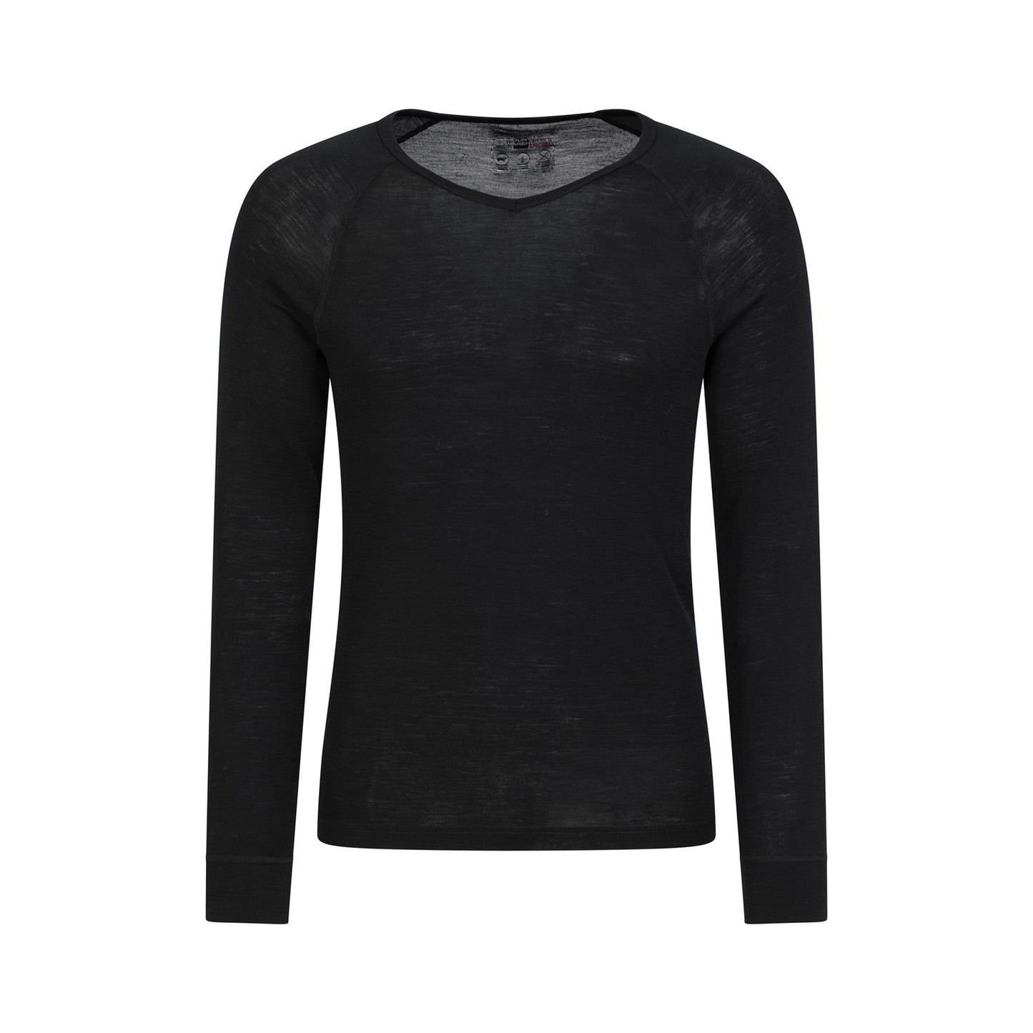 Black - Front - Mountain Warehouse Mens Merino Wool V Neck Base Layer Top