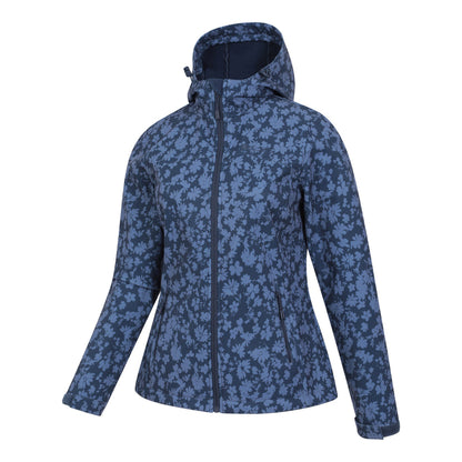 Dark Blue - Side - Mountain Warehouse Womens-Ladies Exodus Printed Water Resistant Soft Shell Jacket