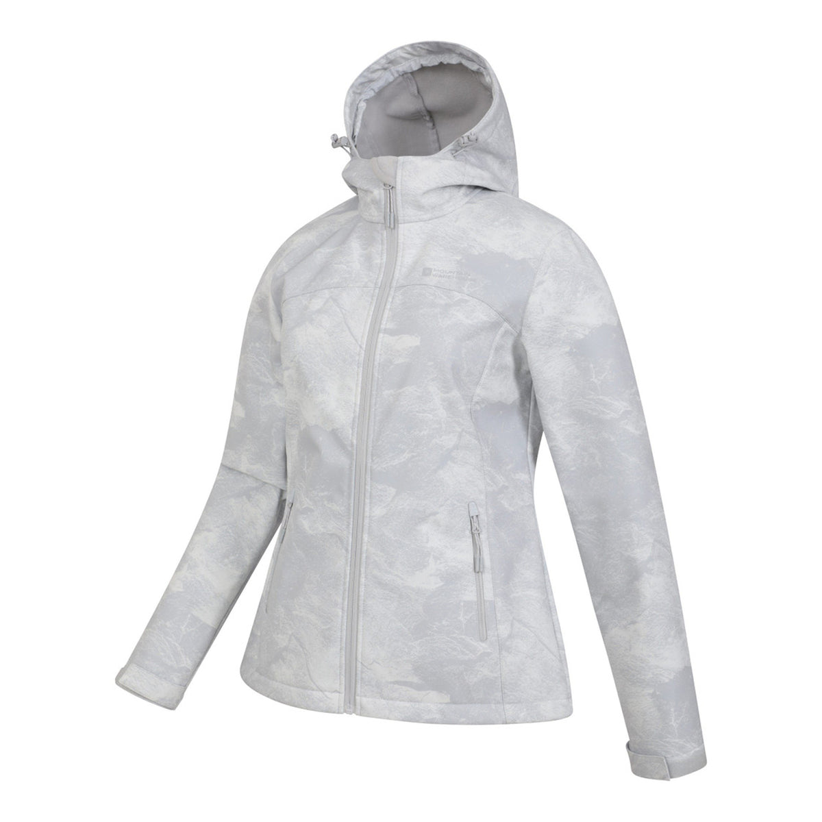 Grey - Pack Shot - Mountain Warehouse Womens-Ladies Exodus Printed Water Resistant Soft Shell Jacket