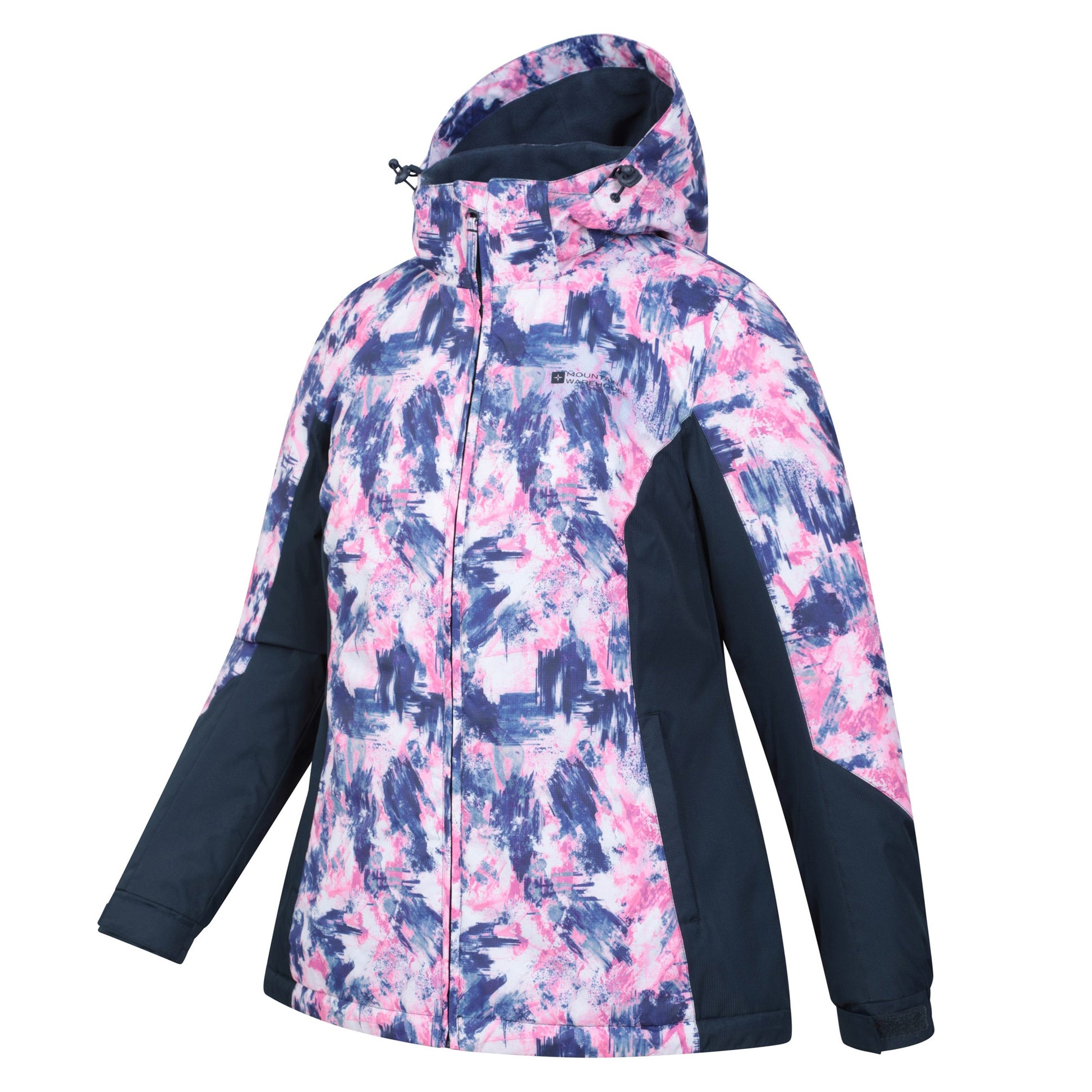 Navy - Side - Mountain Warehouse Womens-Ladies Dawn II Printed Ski Jacket
