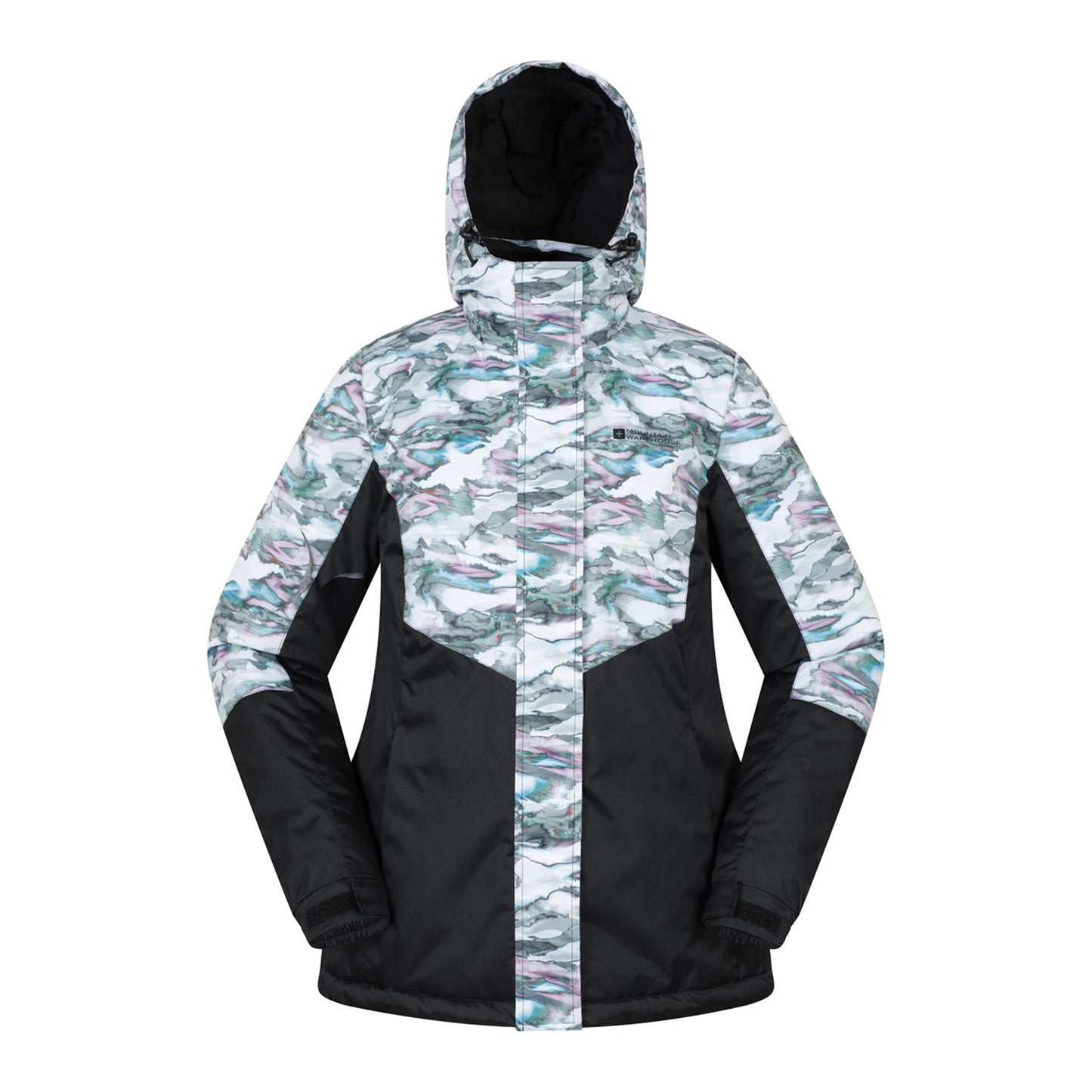 Grey - Front - Mountain Warehouse Womens-Ladies Dawn II Printed Ski Jacket