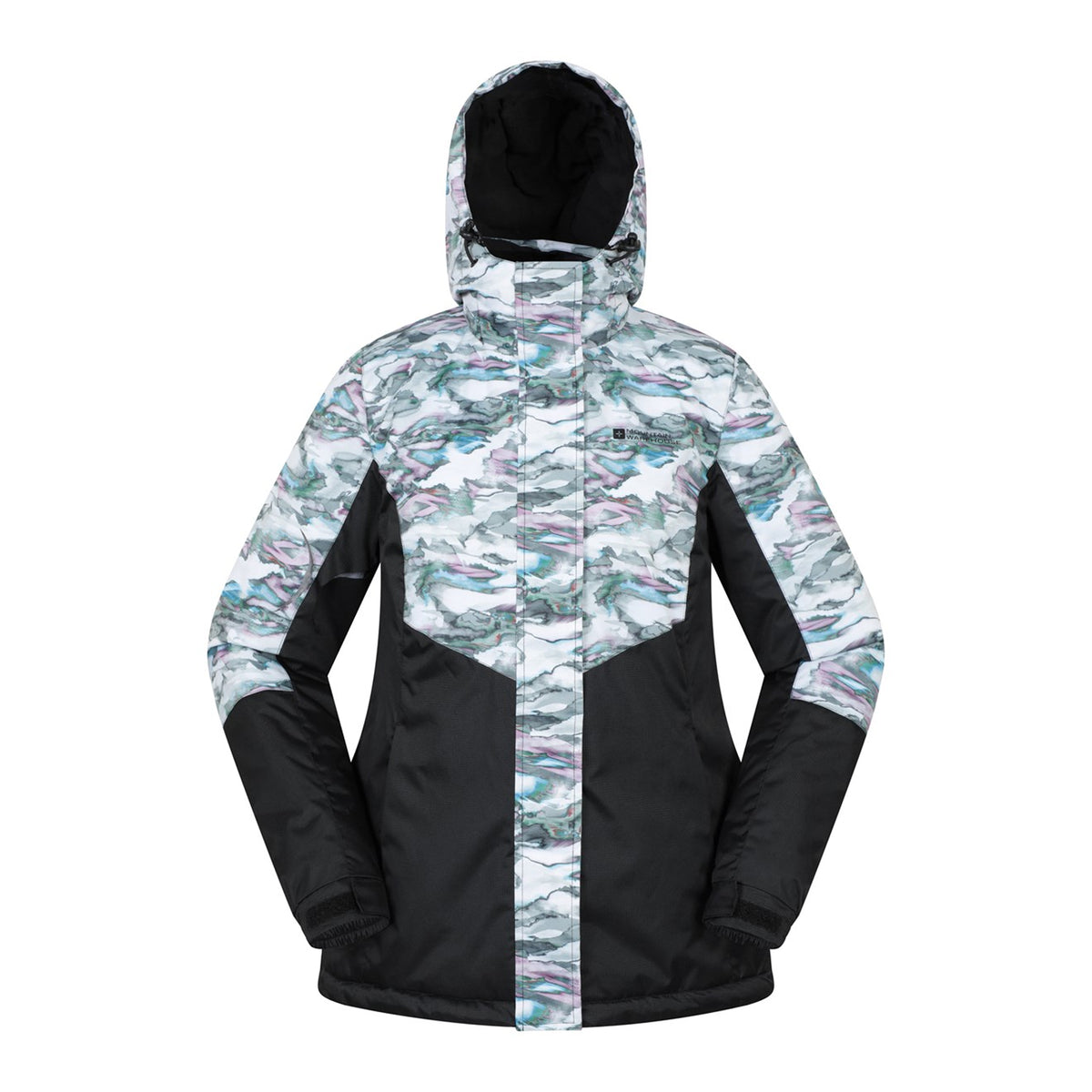Grey - Front - Mountain Warehouse Womens-Ladies Dawn II Printed Ski Jacket
