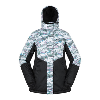 Grey - Front - Mountain Warehouse Womens-Ladies Dawn II Printed Ski Jacket