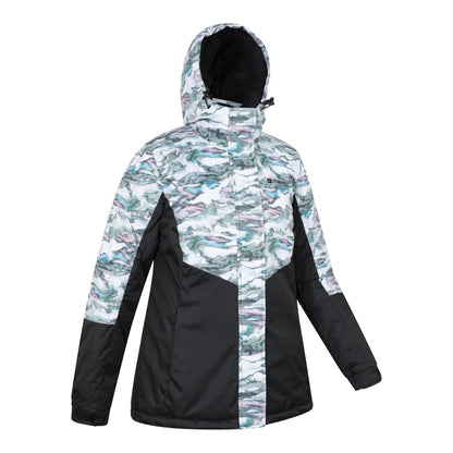 Grey - Back - Mountain Warehouse Womens-Ladies Dawn II Printed Ski Jacket