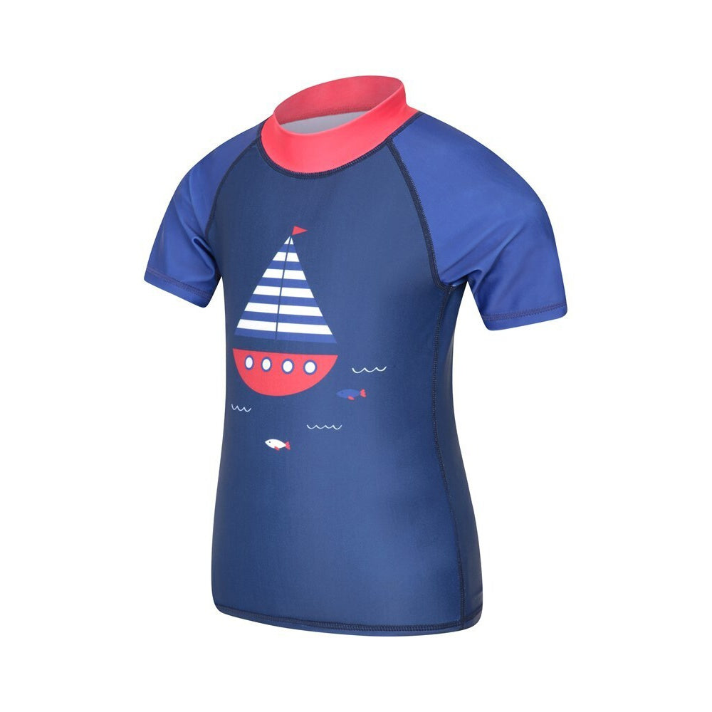 Cobalt Blue - Back - Mountain Warehouse Childrens-Kids Short-Sleeved Rash Guard