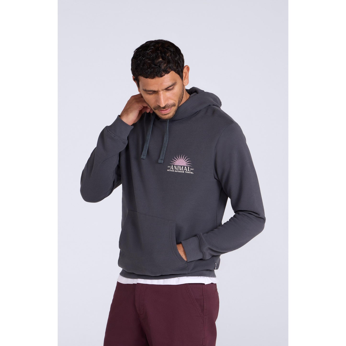 Alloy Grey - Front - Mountain Warehouse Mens River Organic Hoodie