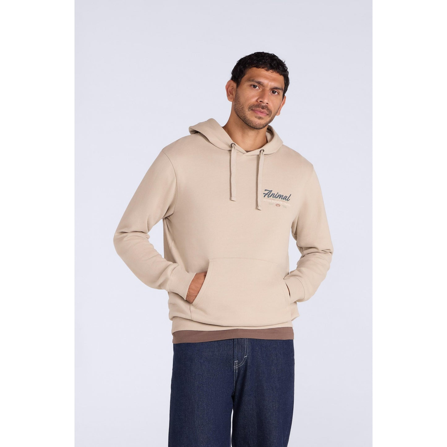Dark Beige - Front - Mountain Warehouse Mens River Organic Hoodie