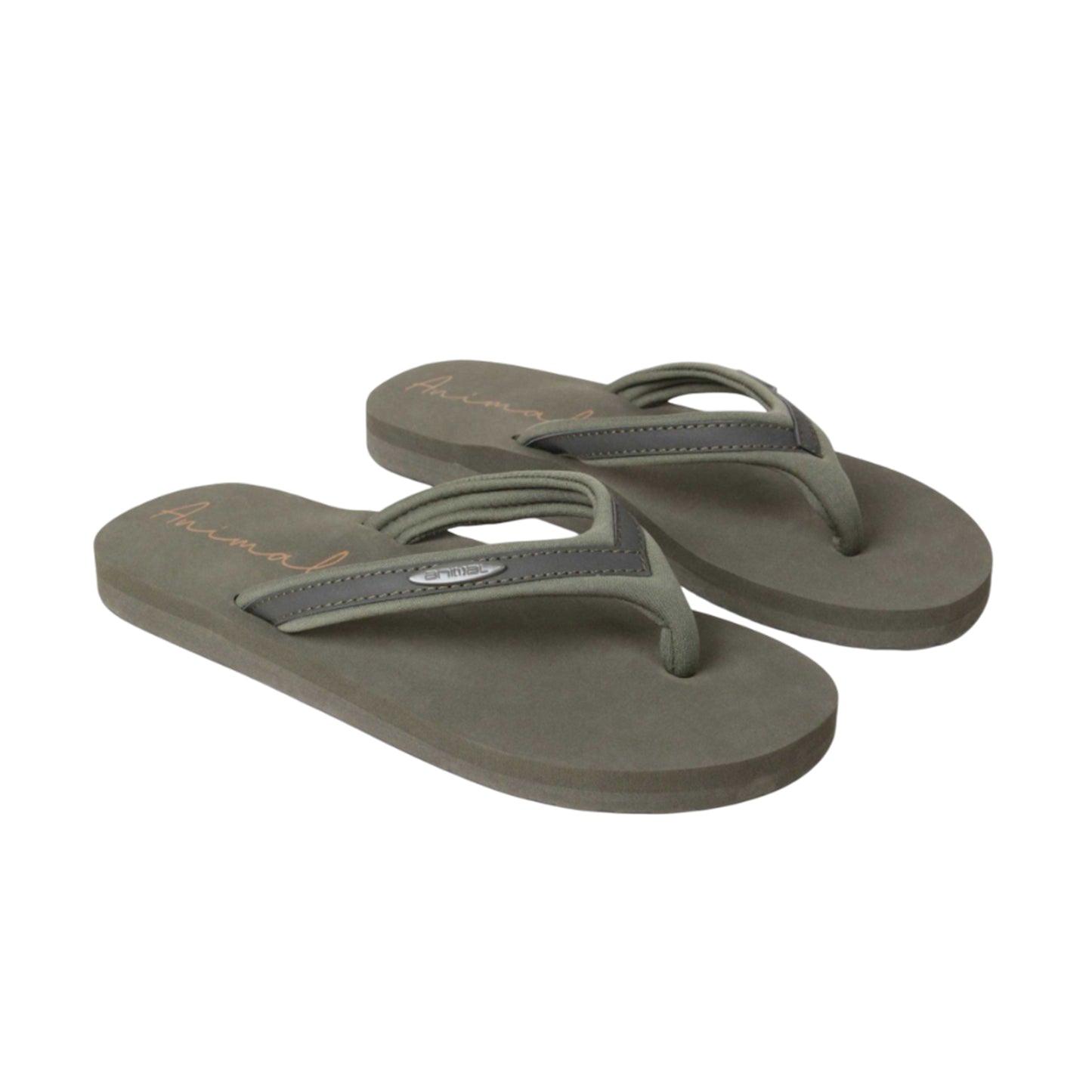 Dark Khaki - Front - Animal Womens-Ladies Swish Recycled Flip Flops
