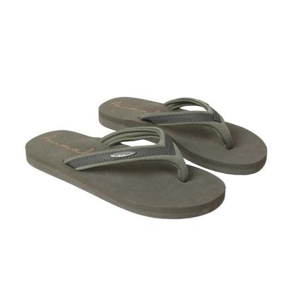 Dark Khaki - Front - Animal Womens-Ladies Swish Recycled Flip Flops