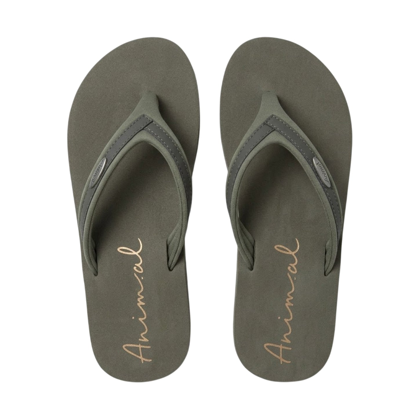 Dark Khaki - Back - Animal Womens-Ladies Swish Recycled Flip Flops