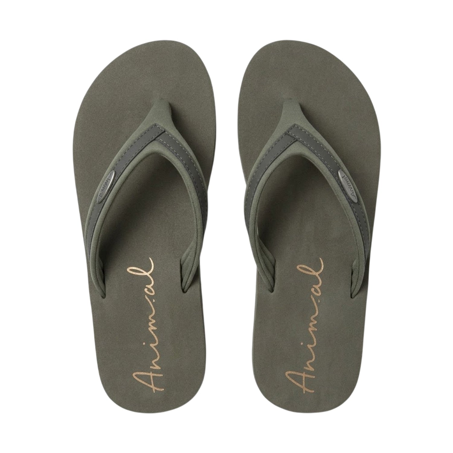 Dark Khaki - Back - Animal Womens-Ladies Swish Recycled Flip Flops
