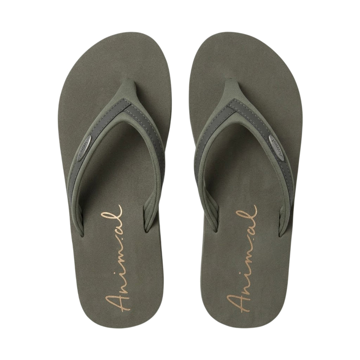 Dark Khaki - Back - Animal Womens-Ladies Swish Recycled Flip Flops