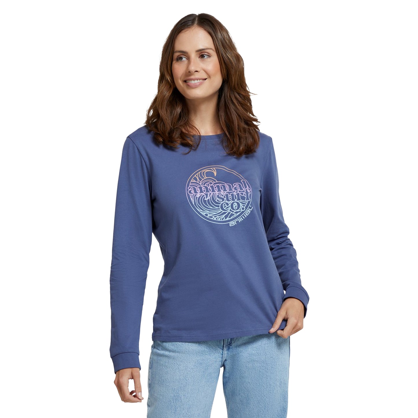 Dark Blue - Pack Shot - Animal Womens-Ladies Adriana Mystic Organic Long-Sleeved Top