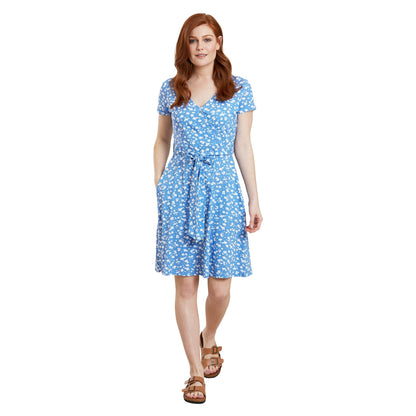 Blue - Pack Shot - Mountain Warehouse Womens-Ladies Santorini Patterned Jersey UV Protection Dress