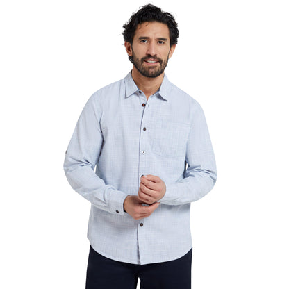 Denim - Pack Shot - Mountain Warehouse Mens Coconut Textured Long-Sleeved Shirt