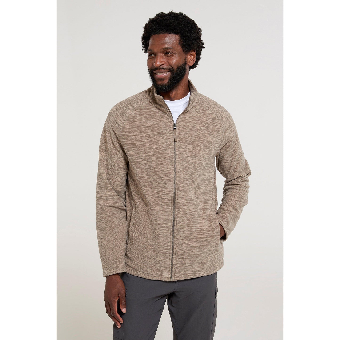 Light Brown - Front - Mountain Warehouse Mens Snowdon II Full Zip Fleece Jacket