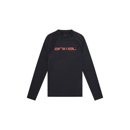 Black - Front - Animal Mens Sonny Logo Rash Guard