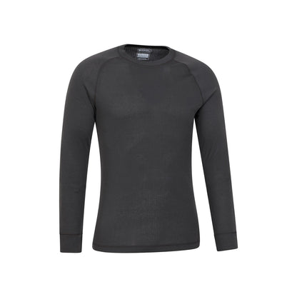 Charcoal - Side - Mountain Warehouse Mens Talus Round Neck Long-Sleeved Thermal Top