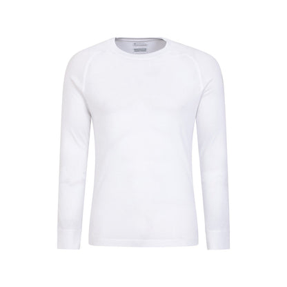 White - Front - Mountain Warehouse Mens Talus Round Neck Long-Sleeved Thermal Top