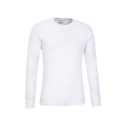 White - Side - Mountain Warehouse Mens Talus Round Neck Long-Sleeved Thermal Top
