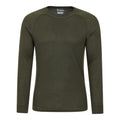 Khaki Green - Front - Mountain Warehouse Mens Talus Round Neck Long-Sleeved Thermal Top