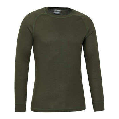 Khaki Green - Side - Mountain Warehouse Mens Talus Round Neck Long-Sleeved Thermal Top