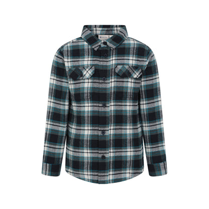 Teal - Front - Mountain Warehouse Childrens-Kids Checked Flannel Shirt