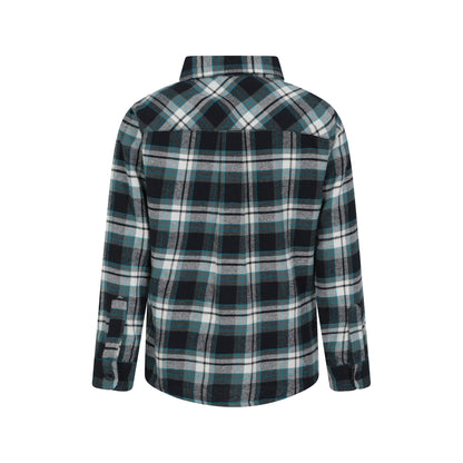 Teal - Back - Mountain Warehouse Childrens-Kids Checked Flannel Shirt