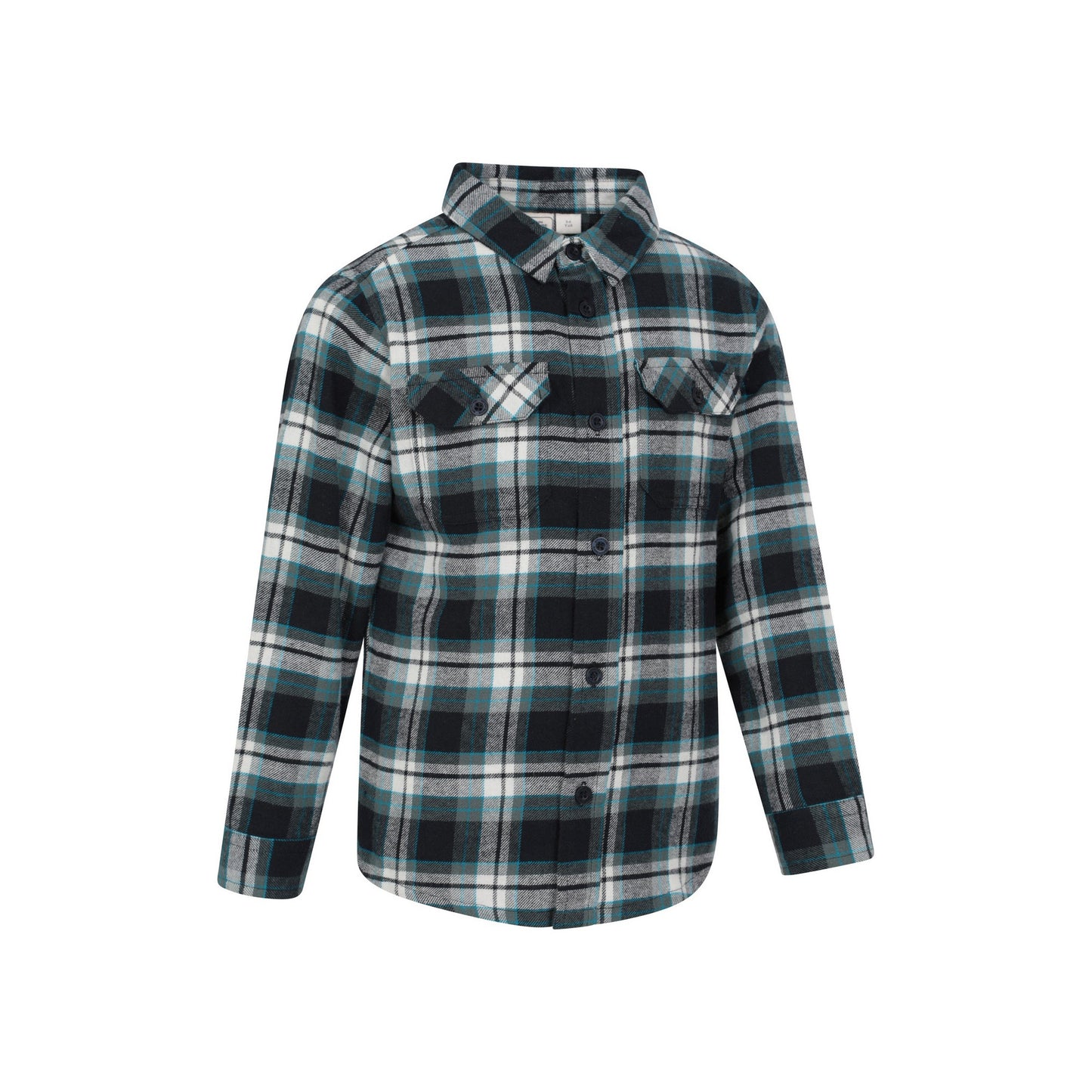 Teal - Side - Mountain Warehouse Childrens-Kids Checked Flannel Shirt