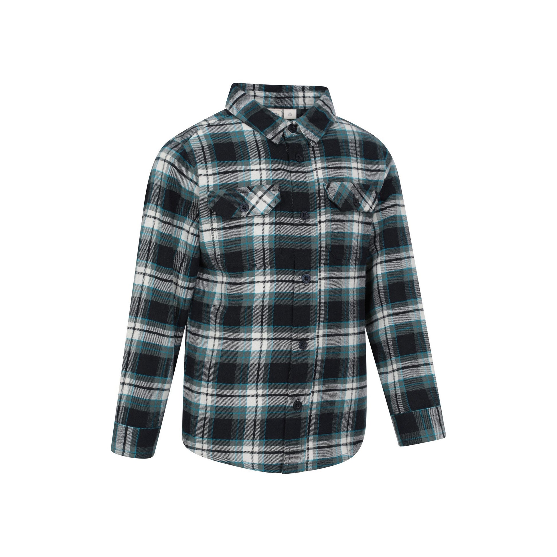 Teal - Side - Mountain Warehouse Childrens-Kids Checked Flannel Shirt