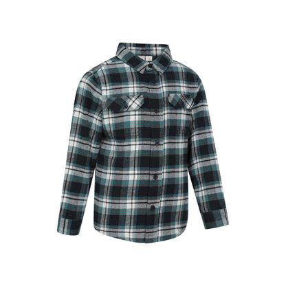 Teal - Side - Mountain Warehouse Childrens-Kids Checked Flannel Shirt
