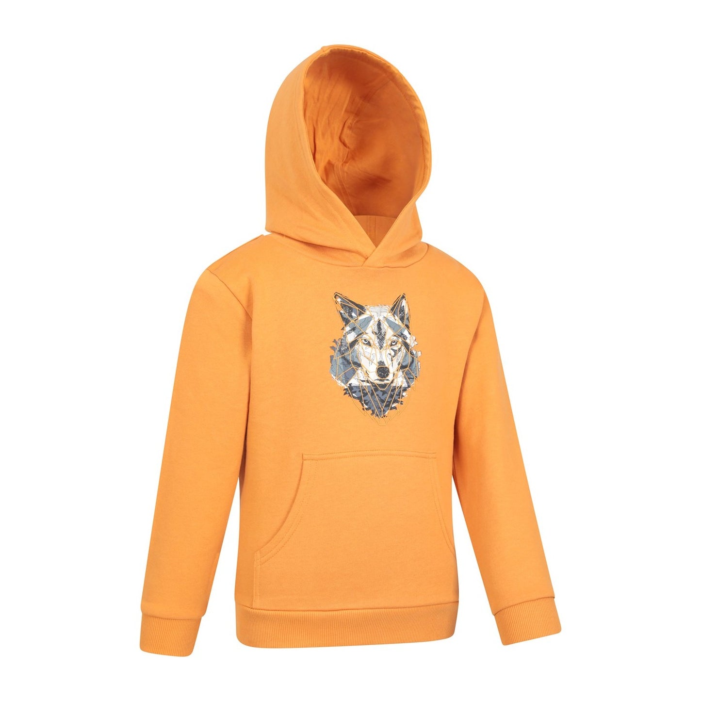 Orange - Side - Mountain Warehouse Childrens-Kids Abstract Wolf Organic Hoodie