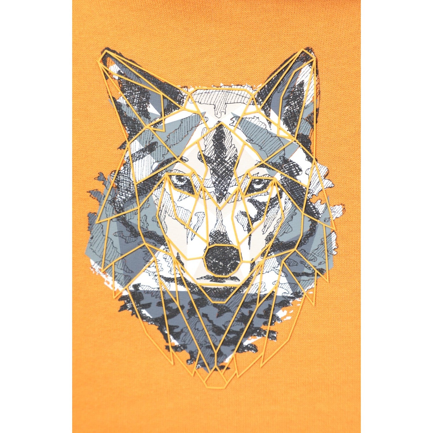Orange - Pack Shot - Mountain Warehouse Childrens-Kids Abstract Wolf Organic Hoodie