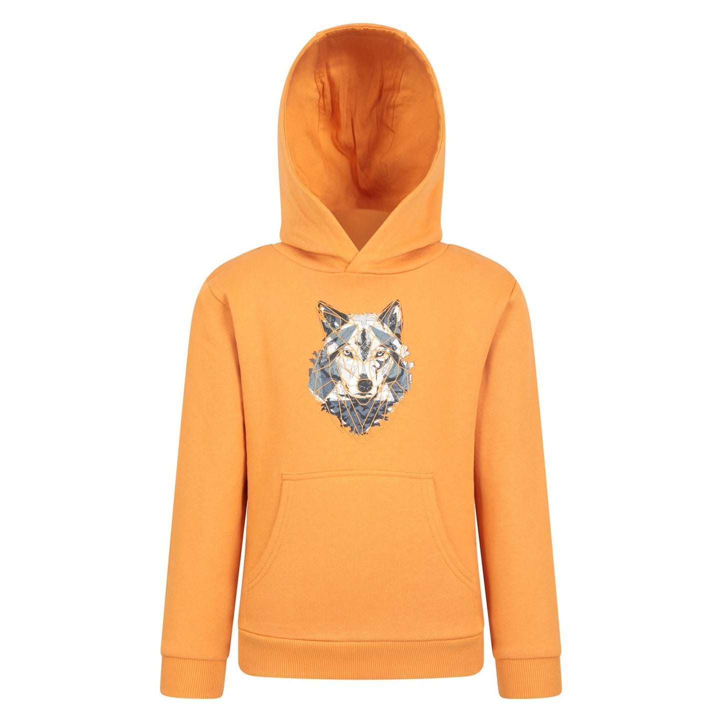 Orange - Front - Mountain Warehouse Childrens-Kids Abstract Wolf Organic Hoodie