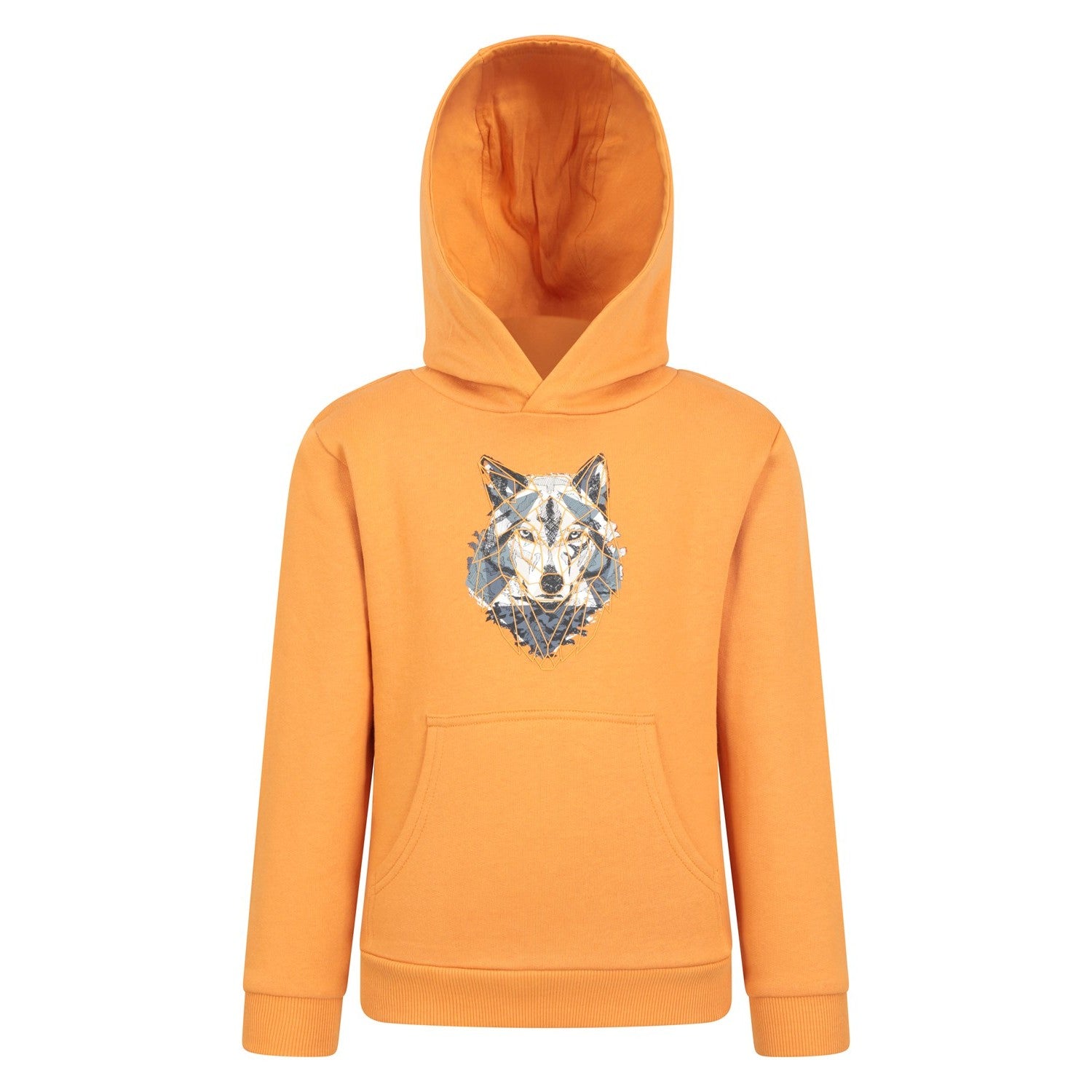 Orange - Front - Mountain Warehouse Childrens-Kids Abstract Wolf Organic Hoodie