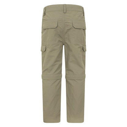 Beige - Back - Mountain Warehouse Childrens-Kids Navigator Anti-Mosquito Zip-Off Hiking Trousers