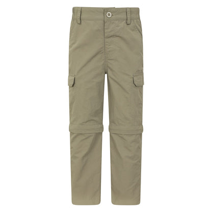 Beige - Front - Mountain Warehouse Childrens-Kids Navigator Anti-Mosquito Zip-Off Hiking Trousers