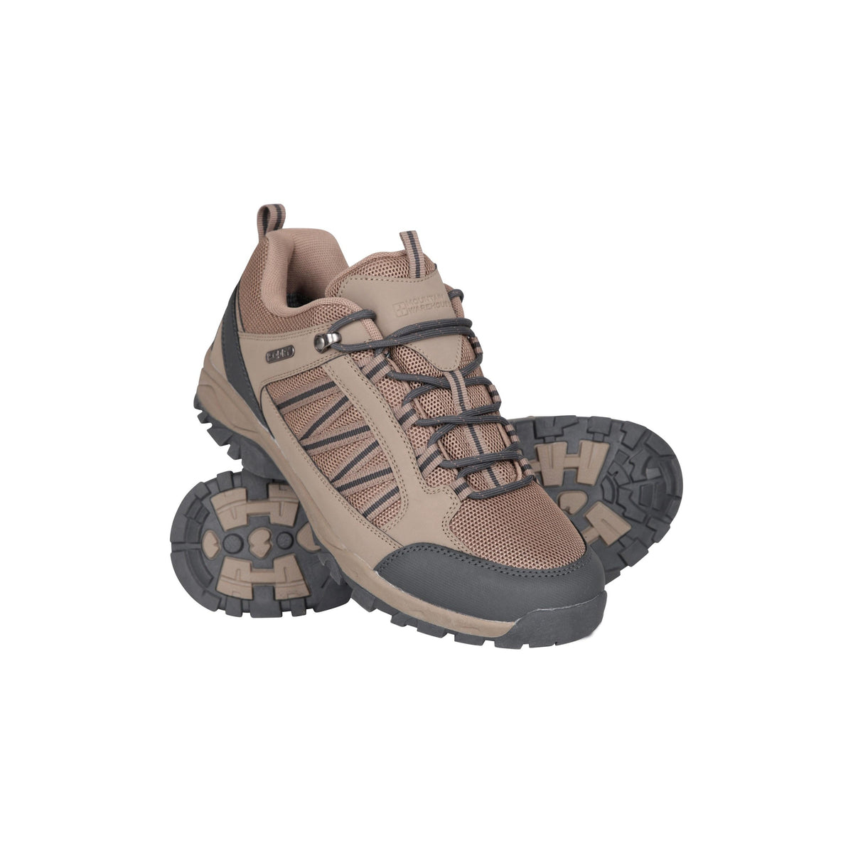 Dark Beige - Front - Mountain Warehouse Mens Path Waterproof Walking Shoes