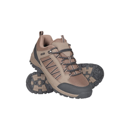 Dark Beige - Front - Mountain Warehouse Mens Path Waterproof Walking Shoes