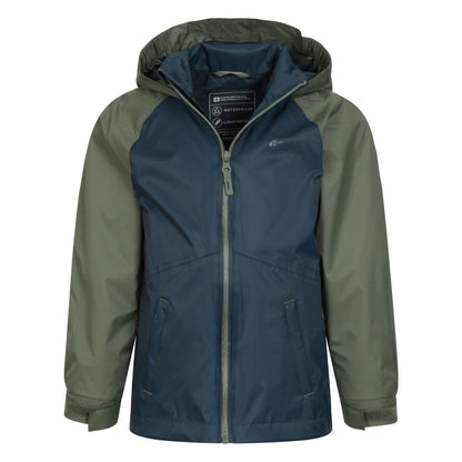 Dark Khaki - Side - Mountain Warehouse Childrens-Kids Torrent II Waterproof Jacket