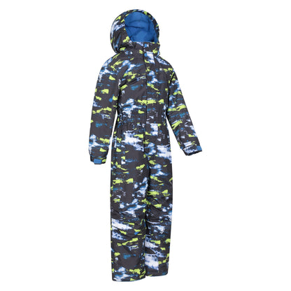 Black-Blue-Yellow - Side - Mountain Warehouse Childrens-Kids All In One Cloud Snowsuit