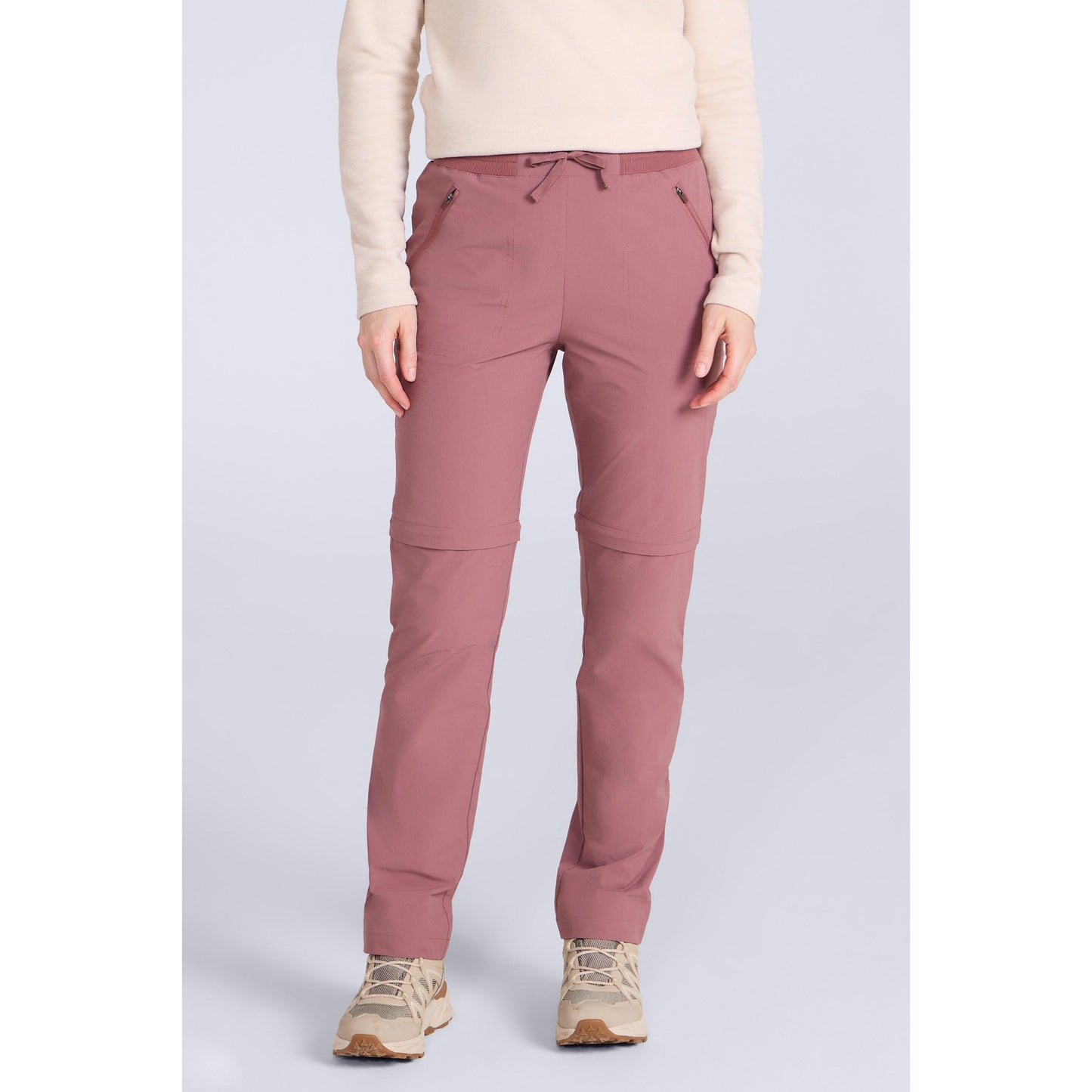 Dark Pink - Front - Mountain Warehouse Womens-Ladies Explorer Zip-Off Hiking Trousers